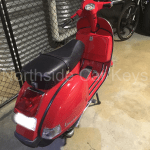 Rear view of 2013 VESPA PX150 MOTORCYCLE where all keys lost