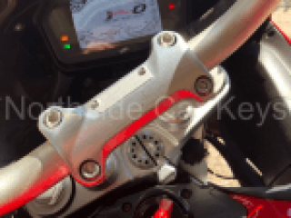 Dashboard with new key in ignition on Replacement key made for this 2015 MV AGUSTA TURISMO VELOCE MOTORCYCLE by Northside Car Keys