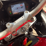 Dashboard with new key in ignition on Replacement key made for this 2015 MV AGUSTA TURISMO VELOCE MOTORCYCLE by Northside Car Keys