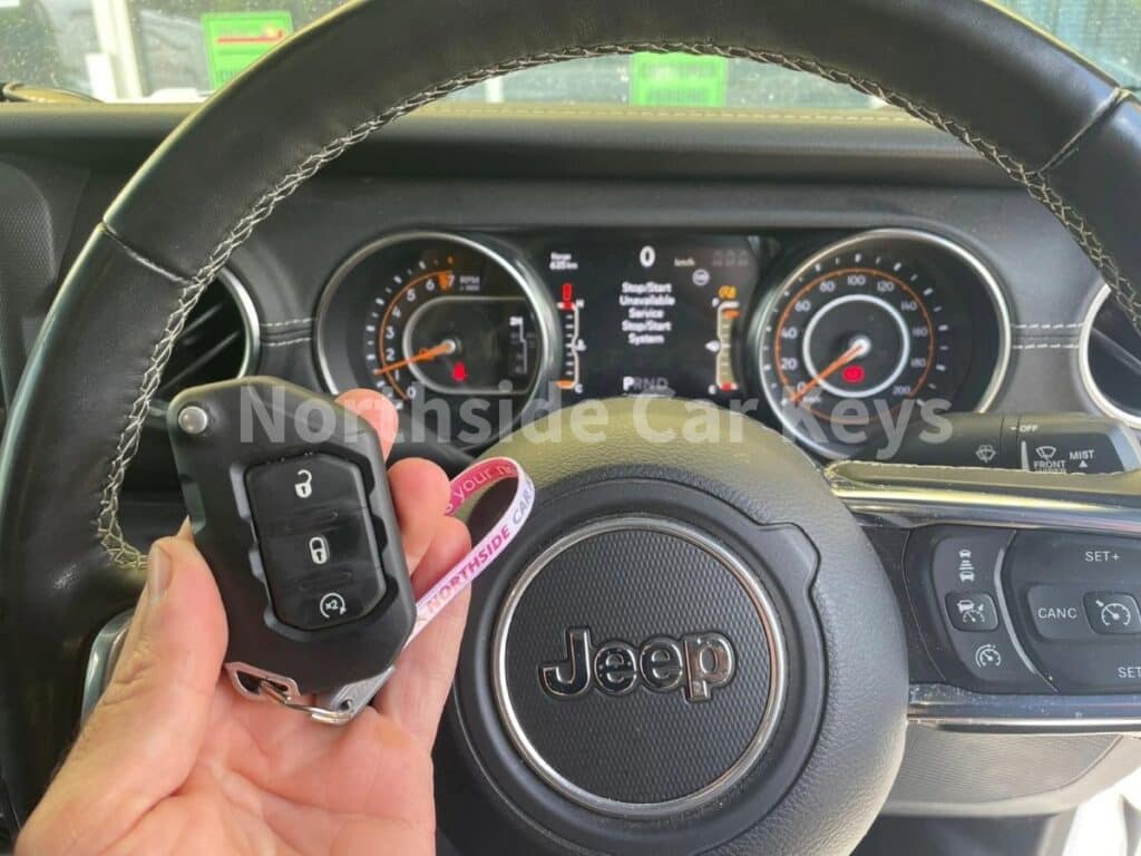 Replacement smart key for 2022 Jeep Gladiator dashboard view